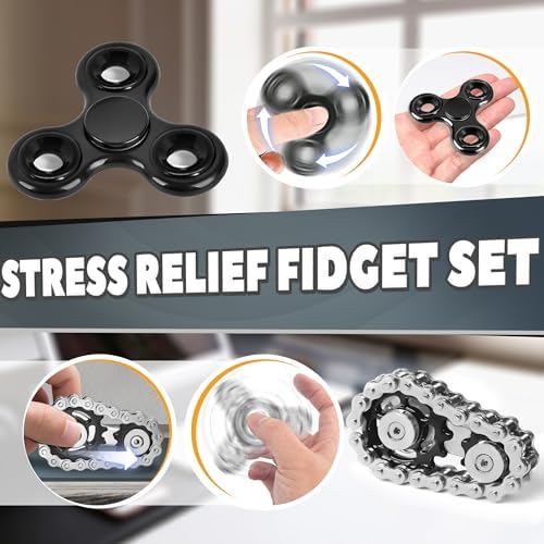 5 Pcs Fidget Toys Adults & Teen Metal Fidgets Spinner for Teens Boys Magnetic Slider Cool Gadgets Office Desk Toy Stress Relief Sensory Items Figette for Classroom Autism ADHD Anxiety Gifts