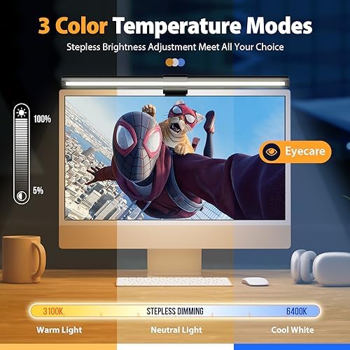 Monitor Light Bar Eye-Care Computer Monitor Lamp with Auto-Dimming