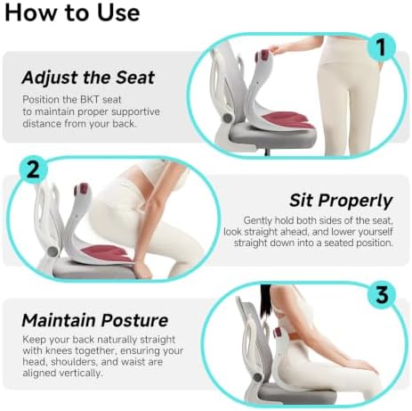 BKT Ergonomic Seat Cushion - Lumbar Support Pillow for Office Chair & Floor