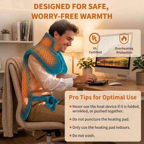 Massaging Heating Pad for Neck and Shoulders and Back, Gifts for Mom Dad