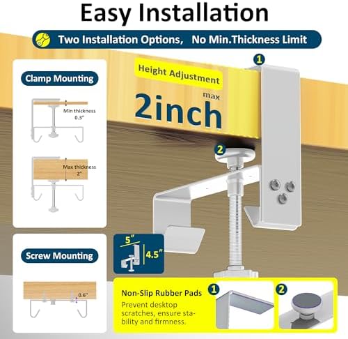 28" Small Under Desk Cable Management Tray No Drill, Compact Clamp On Cord Organizer for Dorm & Small Desk, Anti-Sag Oxford Fabric Wire Hider, Power Strip Holder (Beige, 28.6")