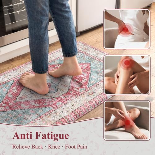 KIMDOE Kitchen Rugs and Mats 2 PC Cushioned Anti Fatigue Kitchen Floor Mats