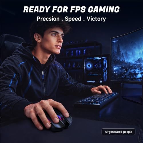 AOC GM401 Wireless RGB Gaming Mouse, 12000 DPI, Rapid-Fire Shotcut, 70Hrs
