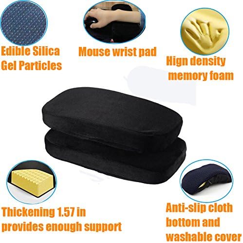 Chair Armrest Pads,Memory Foam Office Chair Arm Covers and Elbow Pillow for Elbows and Forearms Pressure Relief(Set of 2)
