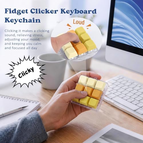 Keyboard Fidget Toy, Creamy Fidget Clicker Keyboard Fidget Keychain, Button Fidget Gifts for Adults, Boost Focus & Ease Anxiety Anywhere — Perfect Stress-Relief Gift (3×3 Grid Layout R)