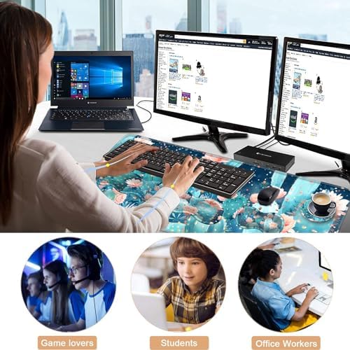 Keyboard Wrist Rest and Mouse Pad with Wrist Support Set Ergonomic Coaster,Memory Foam,Easy Typing Pain Relief,Large XL Desk Mat 31.5"x 11.8",Cute Cactus