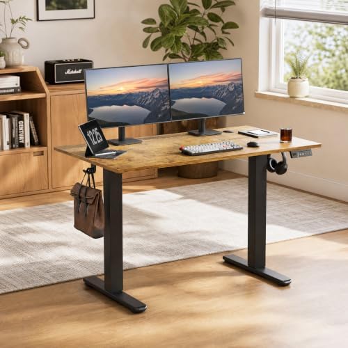 Claiks Electric Standing Desk 40x24 Inch Adjustable Desk, Rustic Brown