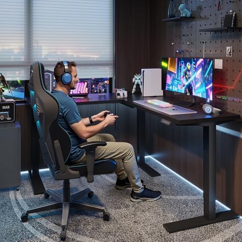 SANODESK 71x63 Electric L-Shaped Corner Standing Desk with Storage