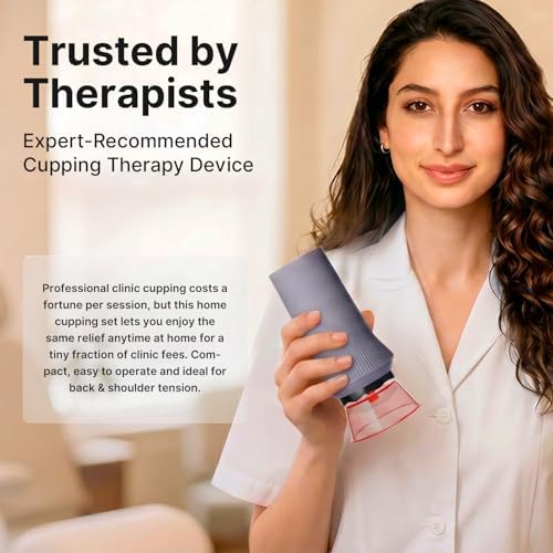 ZDEER Cupping Set, Electric Cupping Kit for Massage Therapy, Lymphatic Drainage Massager with Heat, 6 Levels for Muscle Relaxation, 4 Cups + 2 * 10ml Essential Oil