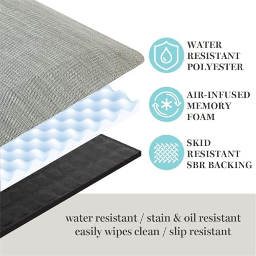 MARTHA STEWART Miles Modern Diamond Anti-Fatigue Air-Infused Kitchen Mat, Coffee Brown, 19.6"x32"