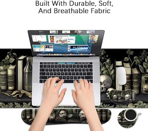 MIBITRI Keyboard Mouse Pad Set, Extended Gaming Mouse Pad+Ergonomics Keyboard Wrist Rest Support, Memory Foam, Easy Typing Pain Relief, 4Pcs XXL Ultra Thick Desk Mat, Dark Academia