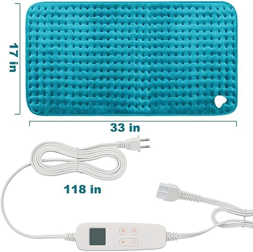 Electric Heating Pad for Back: VAAGHANM 33" x 17" Extra Large Heat Pad for Shoulder & Neck & Back - 6 Temperature Settings & Auto Shut-Off Timer