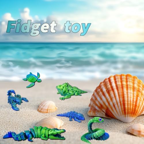 6pcs 3D Printed Toy Snake Flexible，Articulated Fidget Toys,Large，3D Printed Animals,Desk Executive Toy，Easter Eggs Basket Stuffers,Toys for Boys Kids Teen Girl 5-7 4-6 8-12