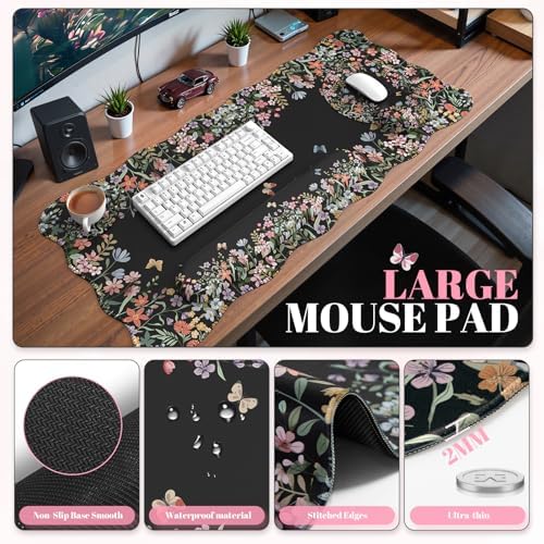 iCasso Black 4in1 Mousepad, 35.4"x15.7" Desk Blotter for Classroom