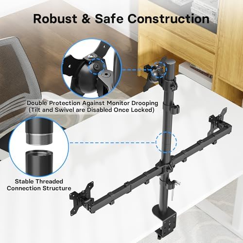 BONTEC Triple Monitor Desk Mount, Supports 13-32 Inch, VESA 75x75/100x100mm