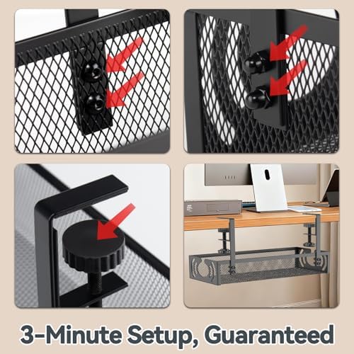 Cable Management, 15'' Under Desk Cable Management Tray No Drill