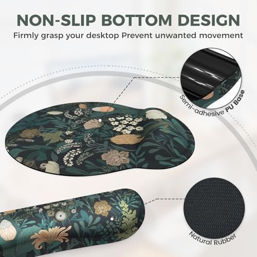 iCasso Desk Cover Mat, 4in1 Floral Large Mouse Pad with Wrist Rest