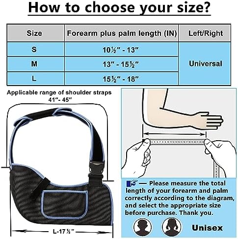 VISKONDA Arm Sling Shoulder Immobilizer-Rotator Cuff Support Brace-Comfortable Medical Sling for Shoulder Injury,Left and Right Arm,Men and Women,for Broken,Dislocated,Fracture,Strain(Black,Large)