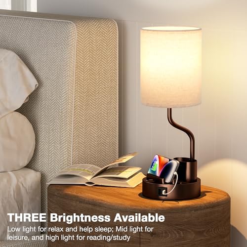 Fenmzee Bedside Lamps for Bedroom Set of 2 - Table Desk Lamp for Nightstand