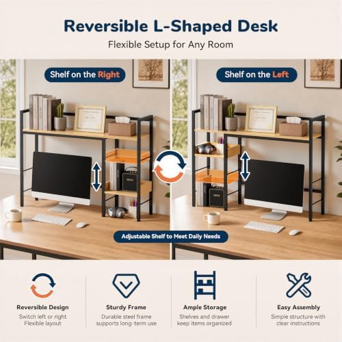 Desk Shelf, 38.6" Desk Hutch for Computer Monitor, Natural