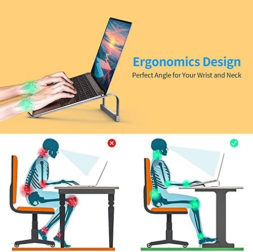 LENRUE Laptop Stand for Desk，Stable MacBook Pro Stand，Ergonomic Aluminum Computer Riser for 12 13 15 16.2 inch ，Computer Cooling Stand for Mac MacBook Pro Air,HP, Dell, More PC Notebook (Space Gray)