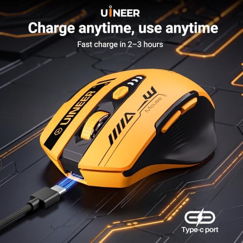 Uineer Wireless Mouse, Bluetooth 5.0/2.4G /Wired, 12,800 DPI, Programmable