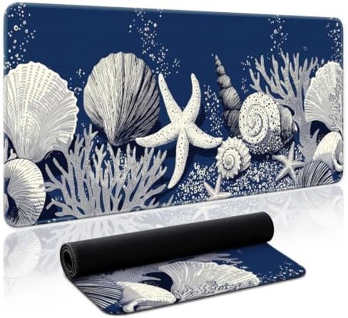Aesthetic Desk Mat, Cute Coral Silence Desk Pad Protector for Work & Decor, 31.5" x 11.8", Pretty Non-Slip Extended Mouse Pad for Office or Home