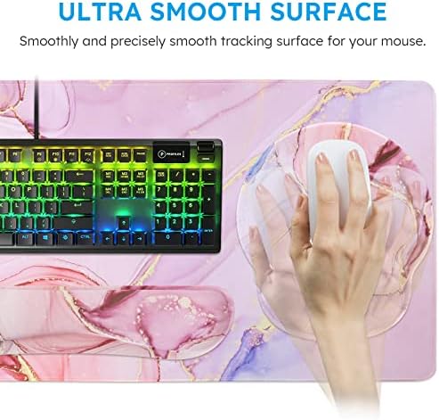iCasso Glitter Marble Computer Mat 35.4"x15.7", Table Mat for Gaming