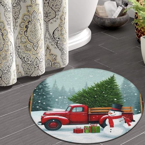 Men's Large Home Decor Mat, Soft Round Yoga Carpet, Non Slip Machine Washable Home Office Circle Rug Christmas