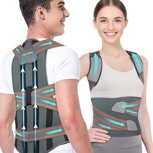 AIDY-PRO Full Back Brace Posture Corrector for Men And Women, Upper Back Support Brace Straightener Adjustable Shoulder Posture Corrector for Women Neck Hump, Hunchback, Thoracic, Spine Correctors S