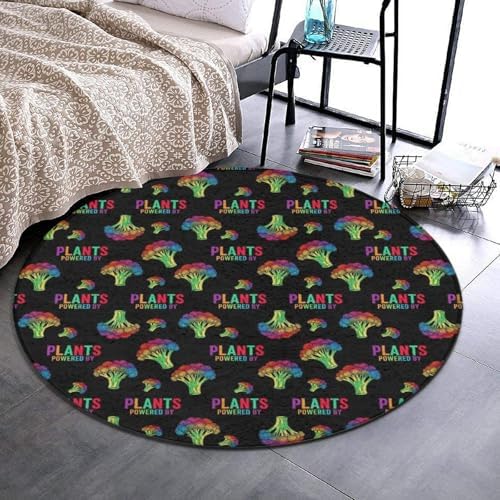 Men's Large Home Decor Mat, Soft Round Yoga Carpet, Non Slip Machine Washable Home Office Circle Rug Powered by Plants Vegan, 24inch