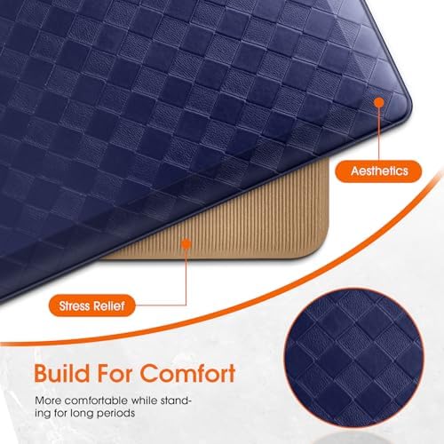 TranquilRelax 4/5 Inch Cushioned Anti Fatigue Kitchen Mats for Floor, Blue