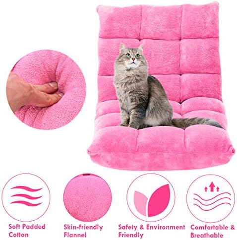 GIANTEX Floor Chairs for Adults, Floor Gaming Chair w/Back Support (Pink)
