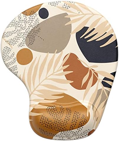 Hsurbtra Ergonomic Mouse Pad with Wrist Rest Support, Gel Mouse Pads with Non-Slip PU Base, Pain Relief Memory Foam Computer Mat, Cute Office Supplies Desk Decro Accessories, Brown