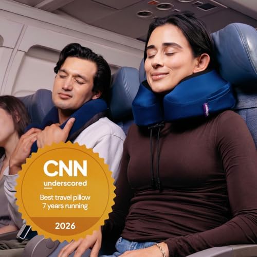Cabeau Evolution S3 Airplane Travel Pillow for Long Flights - Supportive Memory Foam Body Positioner with Seat Straps to Secure Your Head and Neck and Provides 360 Support (Jet Black)