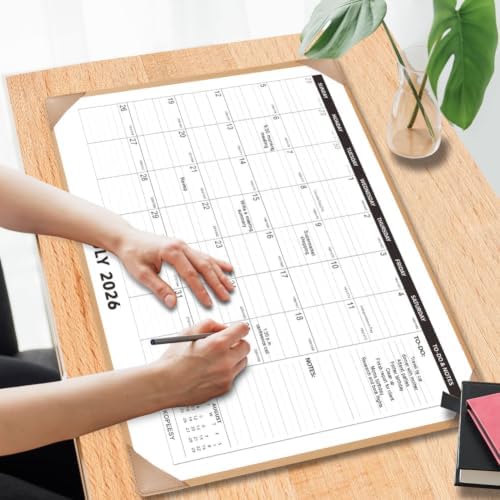KOPEESY Desk Calendar 2026-2027 with Protective Mat 22" x 17"