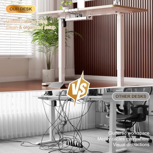 48 Inch Standing Desk with Wheels, USB-C Port, Cable Management