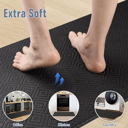 Kitchen Mat 2PCS Kitchen Rugs Cushioned Anti-Fatigue Rug Standing Desk Mat