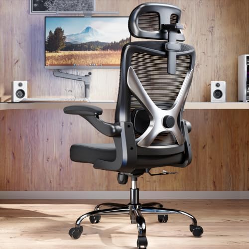 Black Ergonomic Office Chair: Mesh Desk Chair Comfy with Headrest& Lumbar