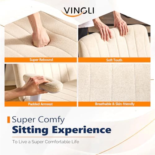 VINGLI Criss Cross Chair with Adjustable Flip-Up Arms,Cross Legged Chair with Wheels, Extra Wide Office Chair,Cozy Desk Chair for Home Office, Vanity, Apartment,Chenille Velvet,Beige