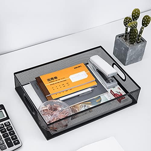 2 Pcs Desk Drawer Organizer, A4 Large Metal Mesh Desk Organizer Tray, Versatile Storage Box Set for Office Home Supplies,13 x 9 inches