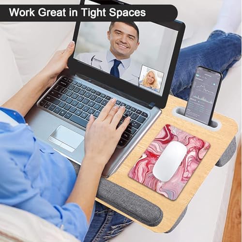 Small Mouse Pad, Mini Mouse Pad 6 X 8 Inch with Non-Slip Rubber Base for Keyboard Tray Laptops Wireless Mouse Home Office Travel, Washable & Portable (Red Mixed Marble)