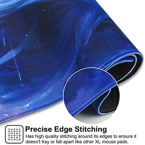 Large Gaming Mouse Pad with Stitched Edges,[27.5x11.8In] Extended Mouse Pad with Non-Slip Natural Rubber Base for Gamer/Desktop/Office/Home (70x30 Bluedragon)