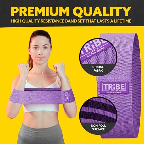 Fabric Resistance Bands for Working Out, 3-Pack for Legs and Glutes