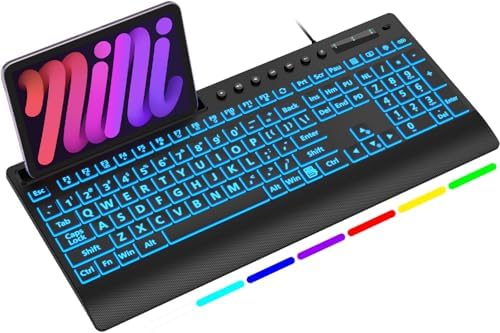 SABLUTE Wired Large Print Backlit Keyboard with Wrist Rest, K31PRO