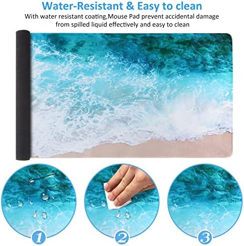 iCasso Extended Gaming Mouse Pad,35.4 x 15.7in Desk Pad,Beach