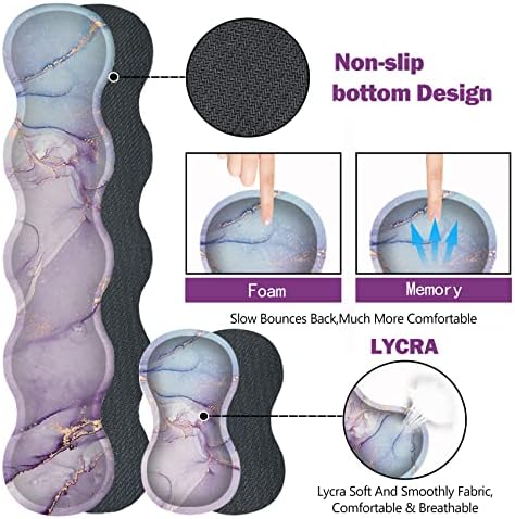 Upgraded Extended Gaming Mouse Pad, Keyboard Wrist Rest Pad, Wrist Support Mousepad Set, Artso Large Stable Rubber Base Stitched Edges, Multifunctional Desk Pad (35 x15.5 in), Purple Blue Marble