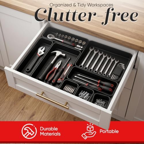 Interlocking Drawer Organizer Bins 8 Pcs, Desk Drawer Organizer Tray Set
