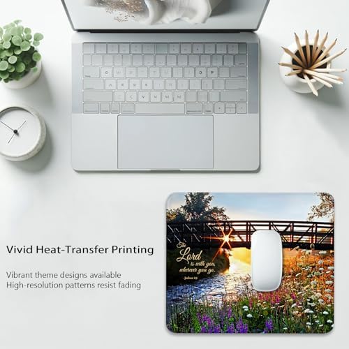 The Lord is with You Wherever You Go Mouse Pad, Christian Quote Desk Mat