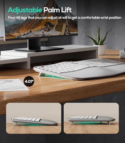 Nulea RT07B Wireless Ergonomic Keyboard - Split Keyboard, Wrist Rest, Natural Typing, Bluetooth and USB Connectivity, USB-C Rechargeable,Compatible with Windows Mac (Pink)